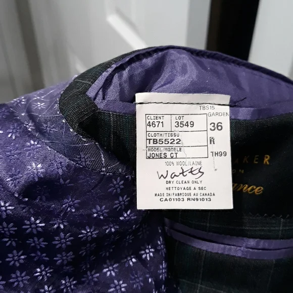 Ted Baker London grey wool sportcoat with turquoise stripes. Purple lining. 36R